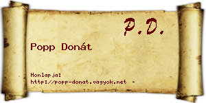 Popp Donát névjegykártya